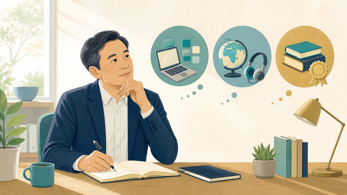 学び直しの目的とテーマを考える40代会社員